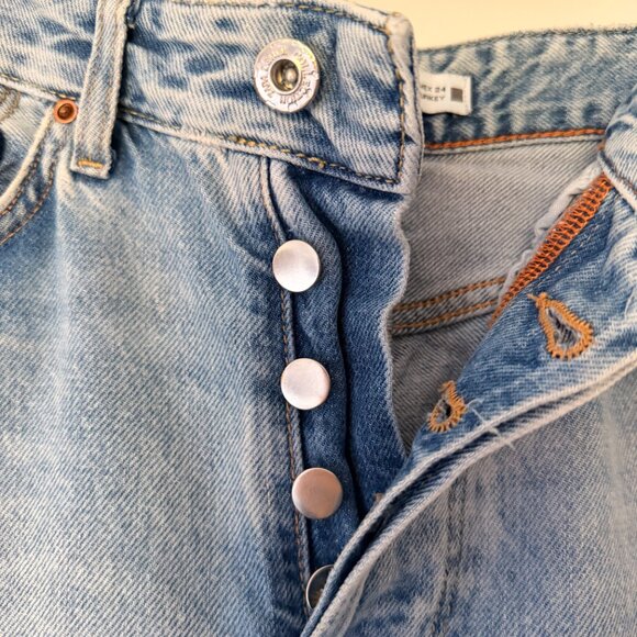 ZARA High Rise Distressed Straight Leg Jeans - Picture 2 of 8